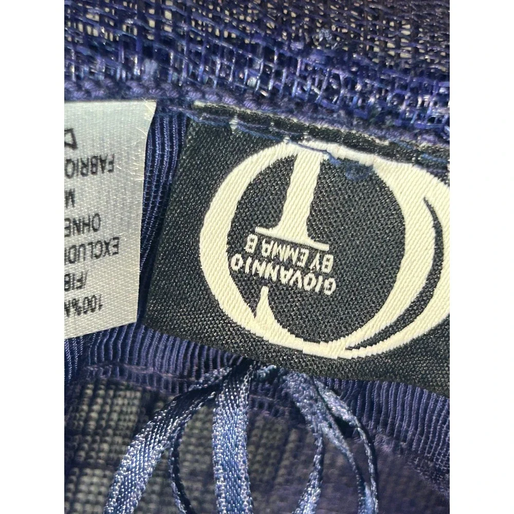Giovannio by Emma B Hat Womens M Navy Blue Wide Brim Bow Fascinator